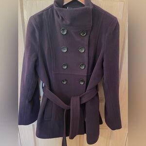 Anne Klein Dark Purple Pea Coat - M